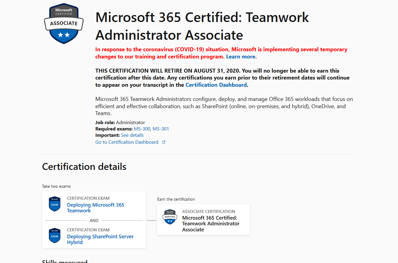 microsoft 365 administrator certification